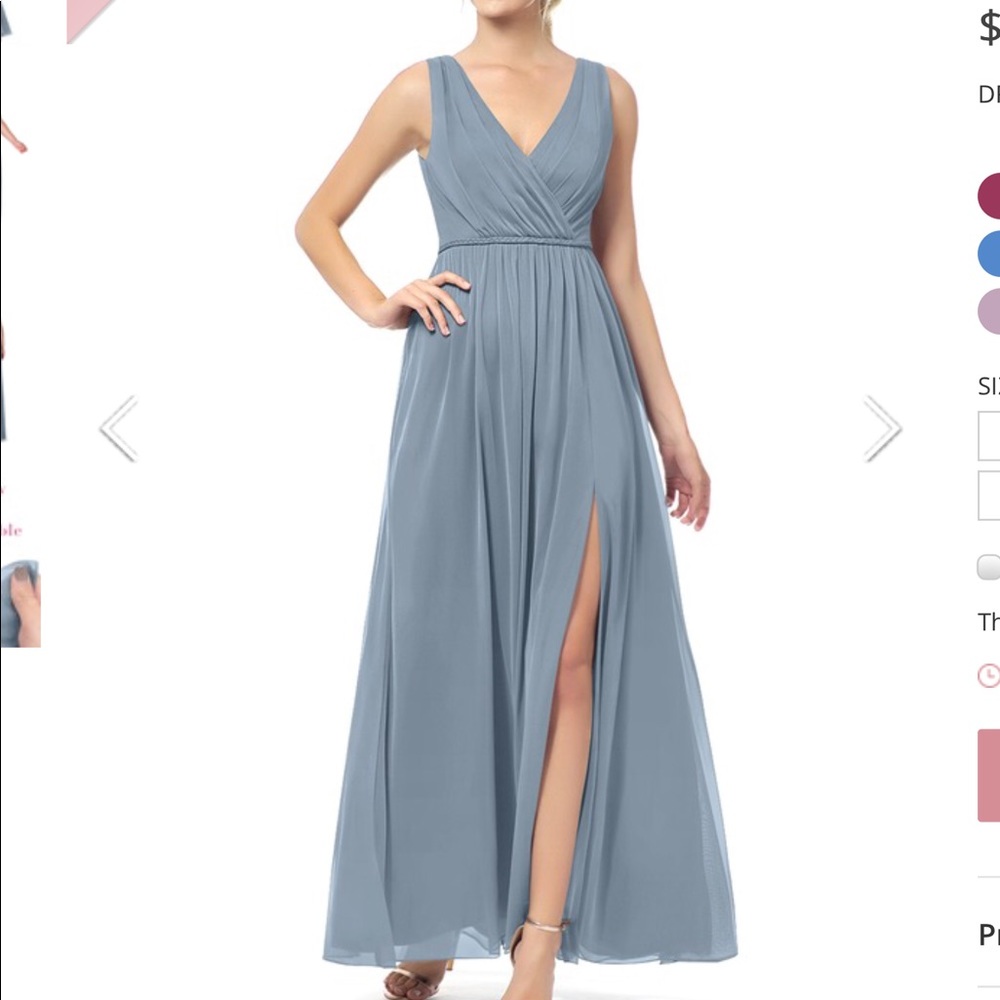 Dusty blue azazie bridesmaid dress